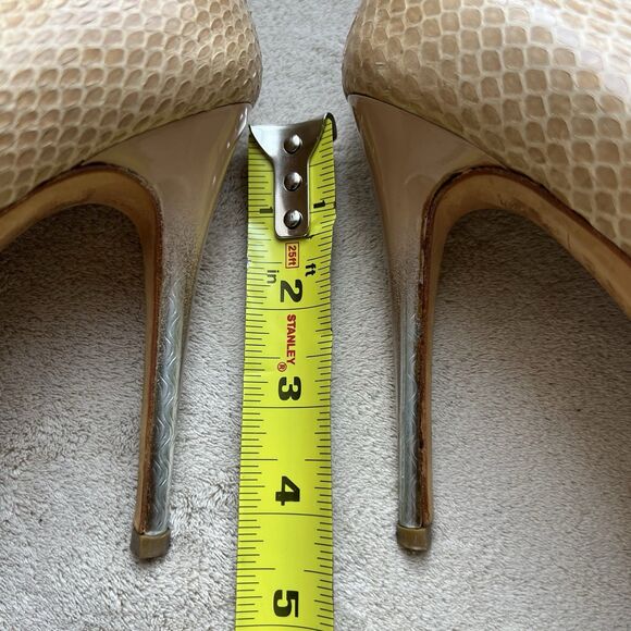 Devi Kroell Neutral Tan Python Stiletto Silver Heel Pump Women EU 40 9.5 Classic - Picture 12 of 16